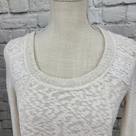 Anthro Meadow Rue Ivory Limay Lightweight Skirted Sweater SZ Small - Picture 3 of 12